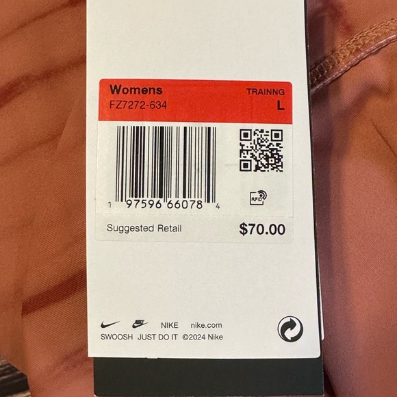 NWT Nike Women's One High-Waisted 7/8 Printed Leggings Size Large Pink/Magenta - Picture 9 of 10